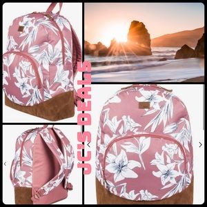 Roxy Pink and Brown Floral Backpack